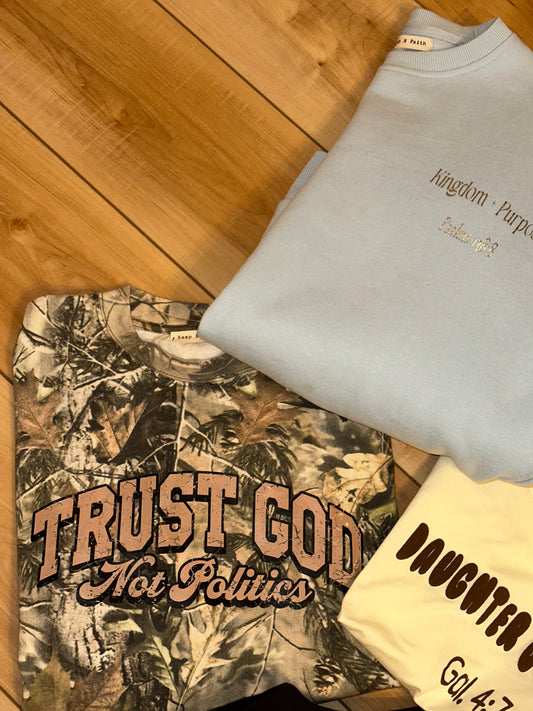 TRUST GOD NOT POLITICS CAMO TEE
